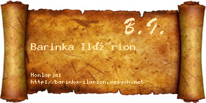Barinka Ilárion névjegykártya